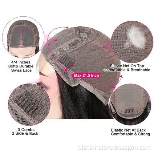 BIS 4x4 Lace Frontal Wig For Women Pre-Plucked Transparent Lace Brazilian Body Wave Human Hair Wigs Red Color 150% Density